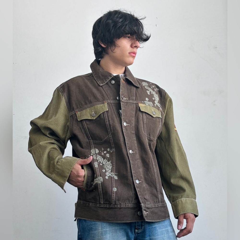 Men's Davoucci Brown | Wheat Corduroy Casual Denim Jacket NWT